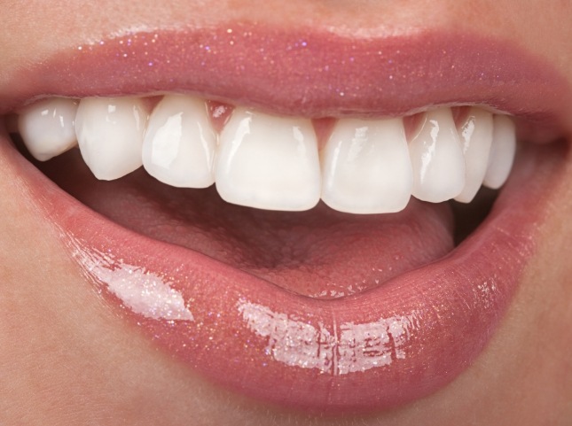 Close up of smile with straight white teeth