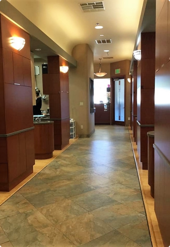 Hallway leading to dental treatment rooms