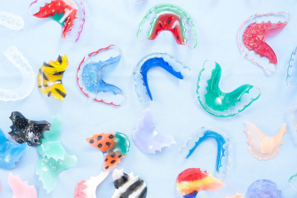 Bird's eye view of colorful assortment of retainers
