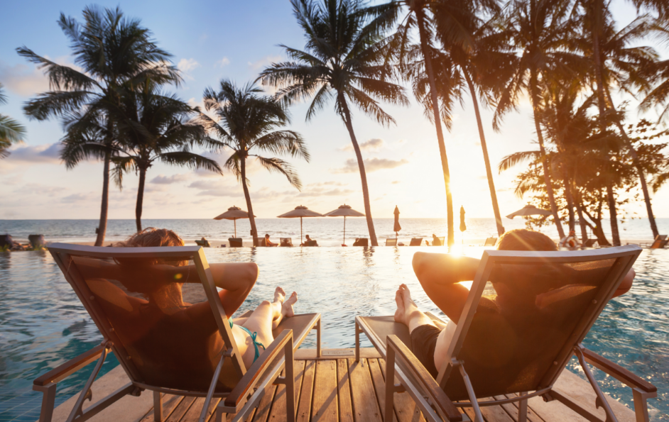 Guests lounging at resort pool